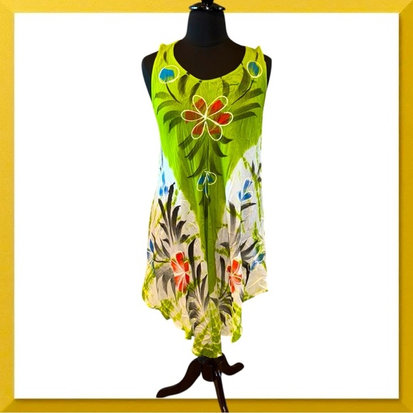Other - FREE SIZE Brush Printed Umbrella Dress / Beach Cover-Up - Free Size